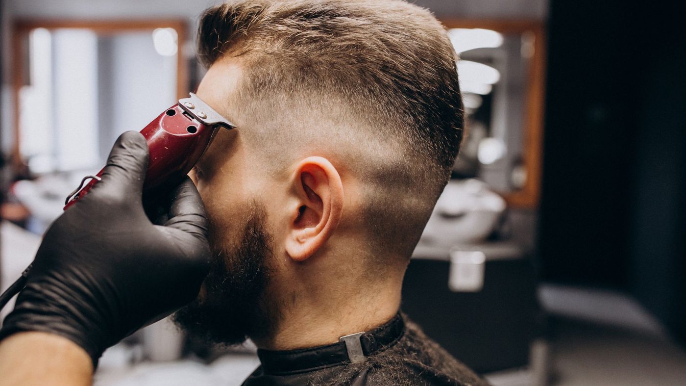 A skin fade being cut at Khalil Barbershop